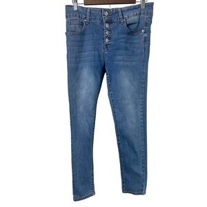 9th & Main Women 12 Button Down Denim Blue Jeans Casual Grunge Punk Western